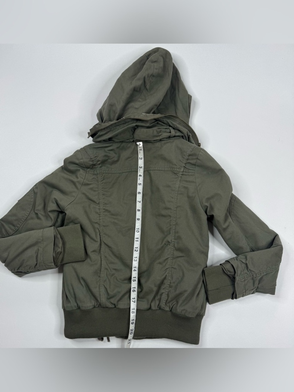 CoffeeShop Vintage Wash Utility Crop Bomber Roll Hood Jacket Womens XS - Picture 6 of 13